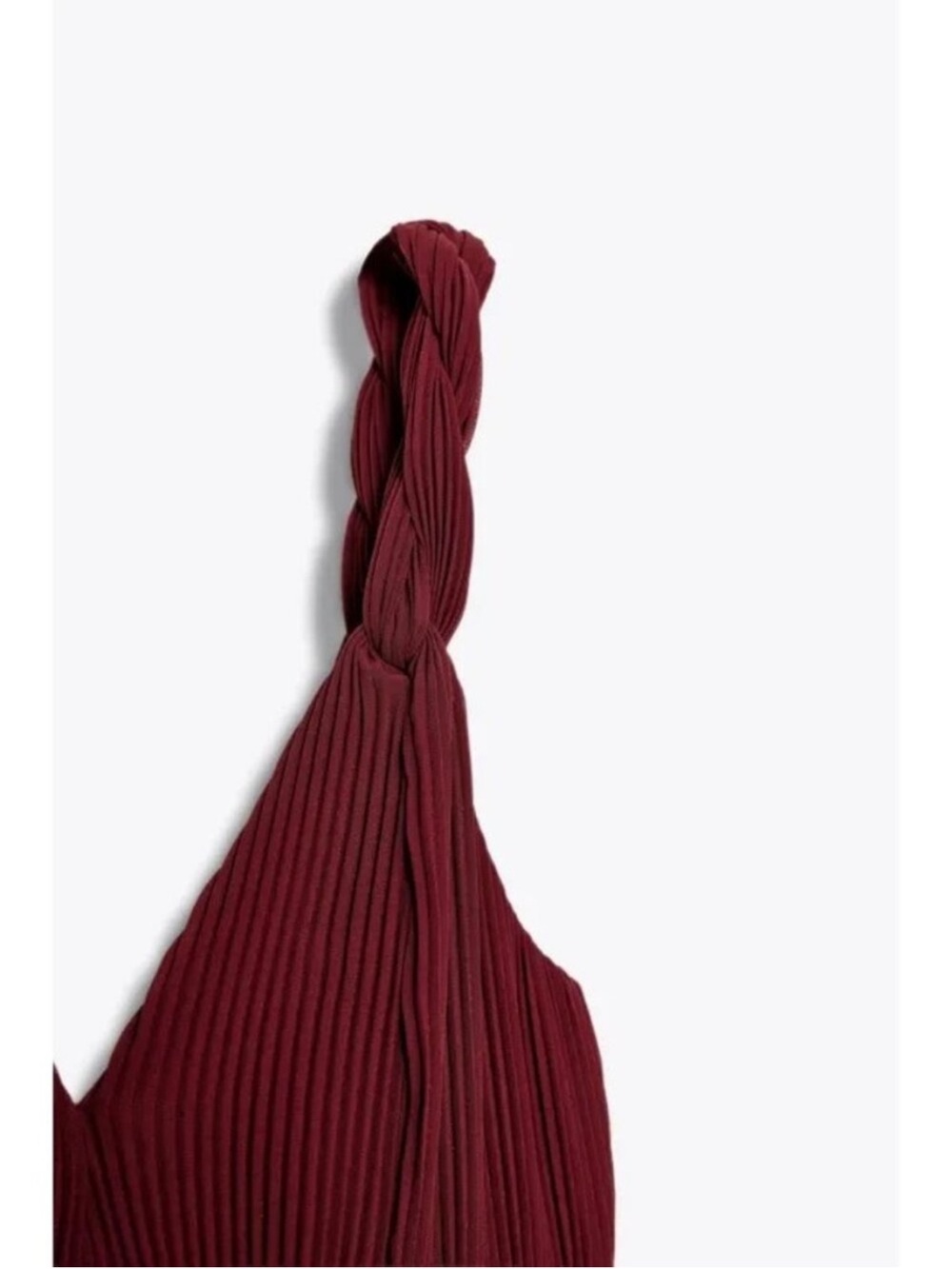 Zara Knot-Shoulder V-Neck Midi Dress in Burgundy - Picture 5 of 6